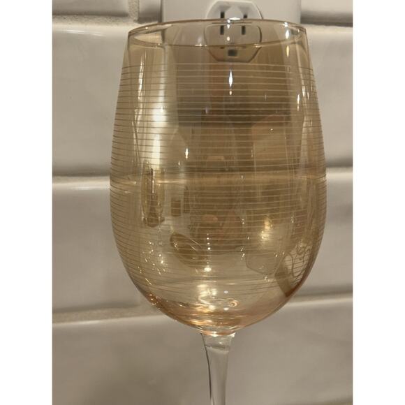 Mikasa Set Of 4 Cheers Orange Stemmed Crystal Wine Glasses Etched Patterns - Picture 8 of 15